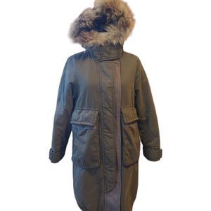 Basic House khaki parka Korean tiger raccoon fur hood size S (Oversized fit)